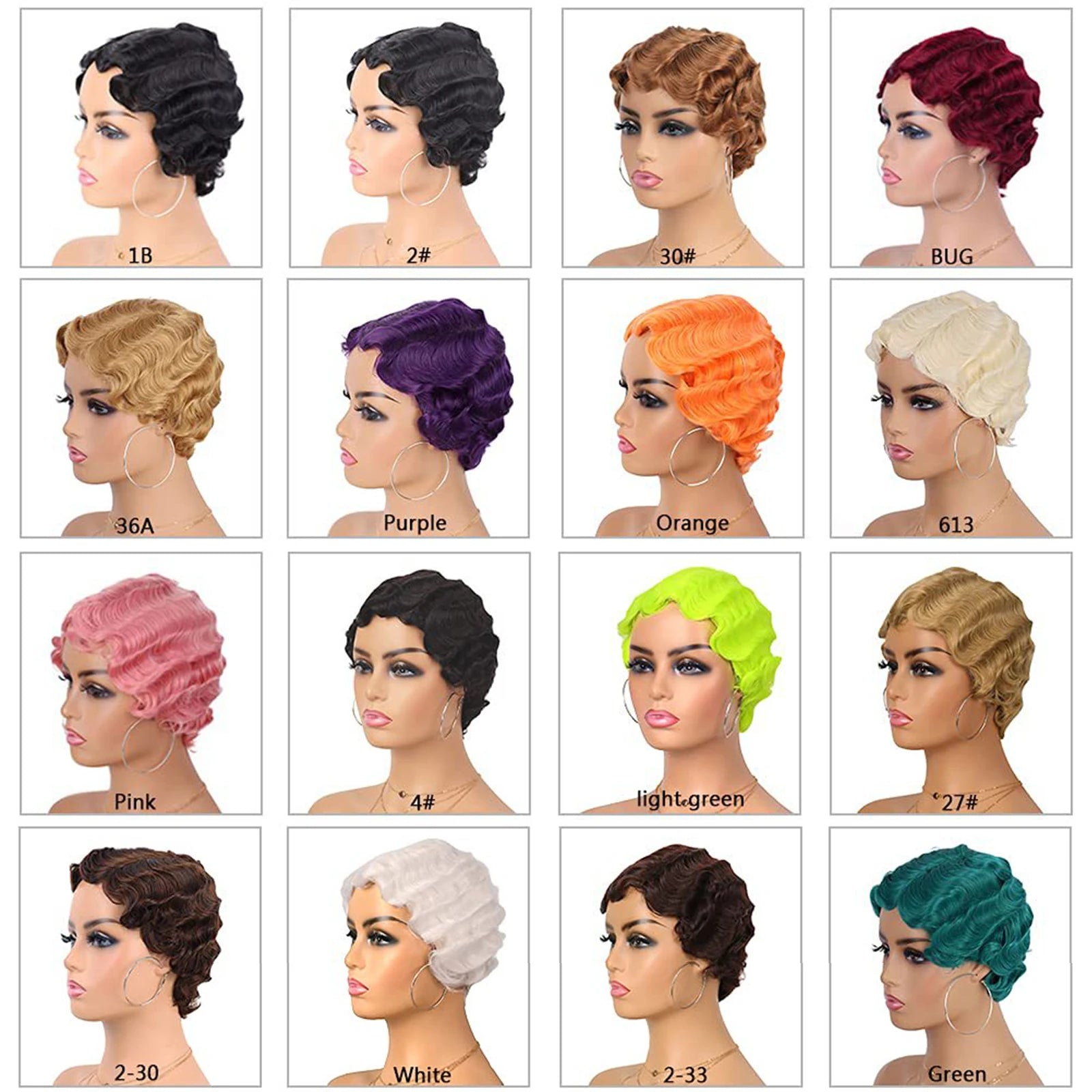 Short Curly Finger Wave Wig for Women 1920s Cosplay and Daily Use - 1