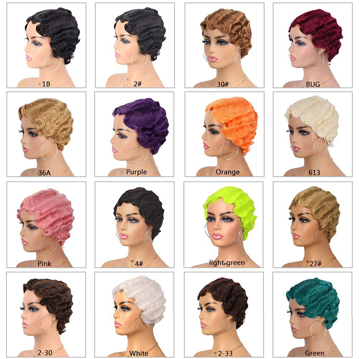 Short Curly Finger Wave Wig for Women 1920s Cosplay and Daily Use