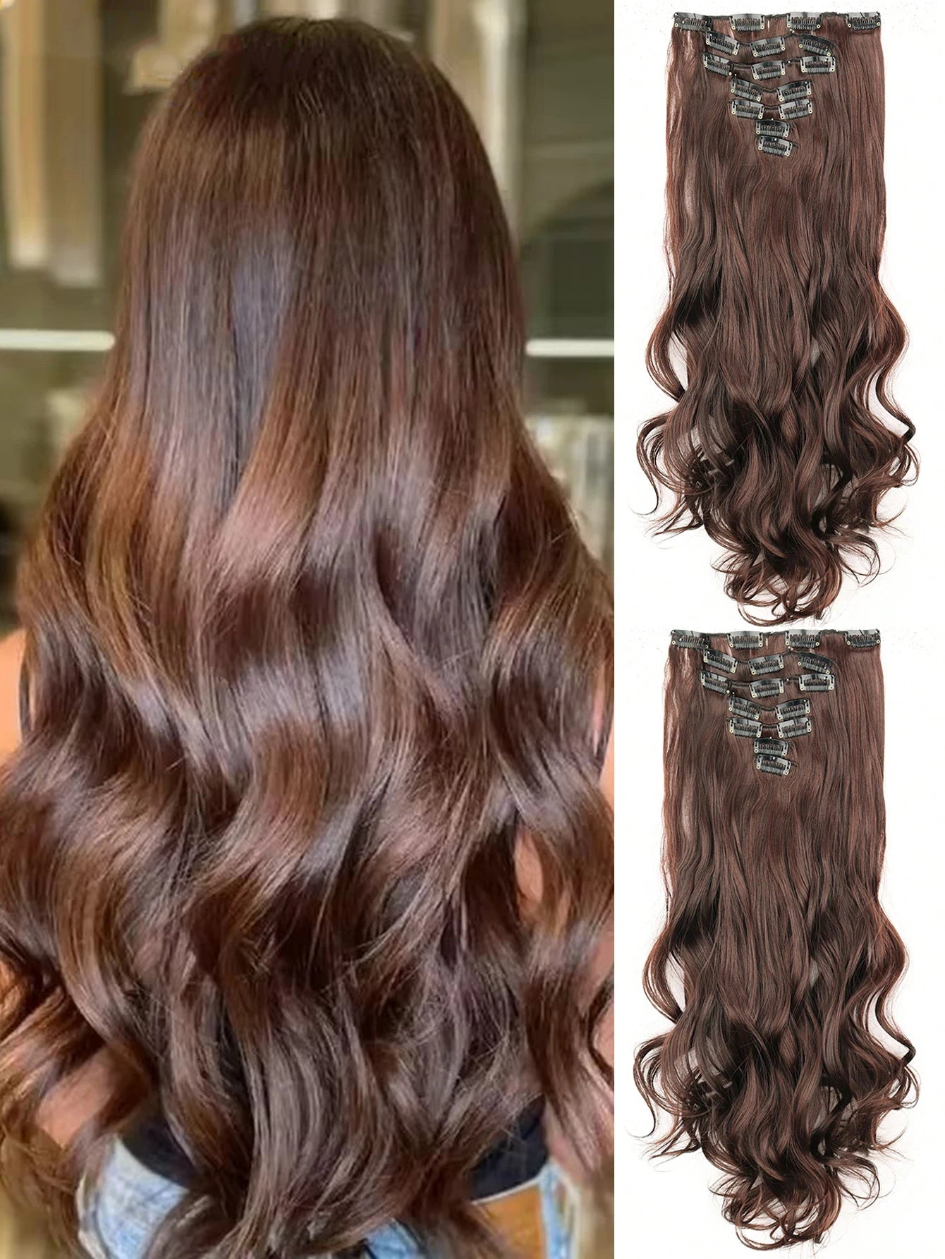 22-Inch Wavy Clip-In Hair Extensions for Instant Volume - 12
