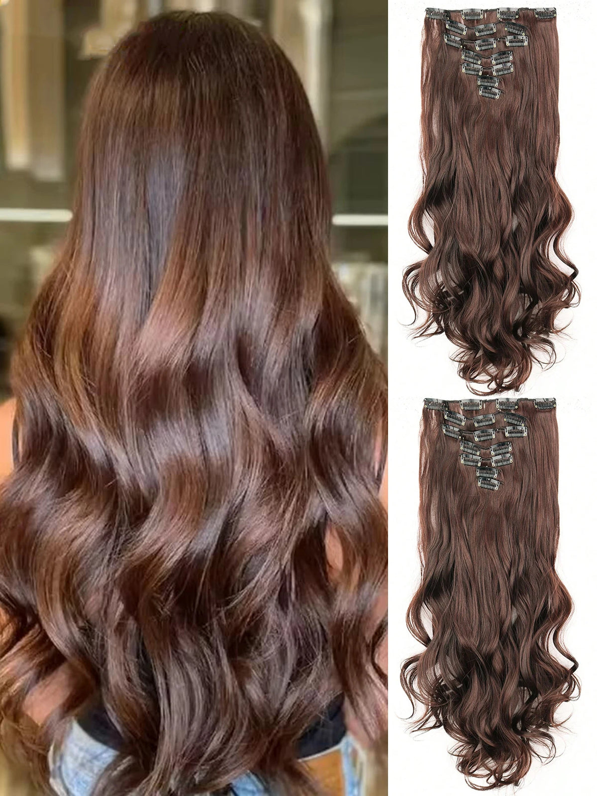 22-Inch Wavy Clip-In Hair Extensions for Instant Volume