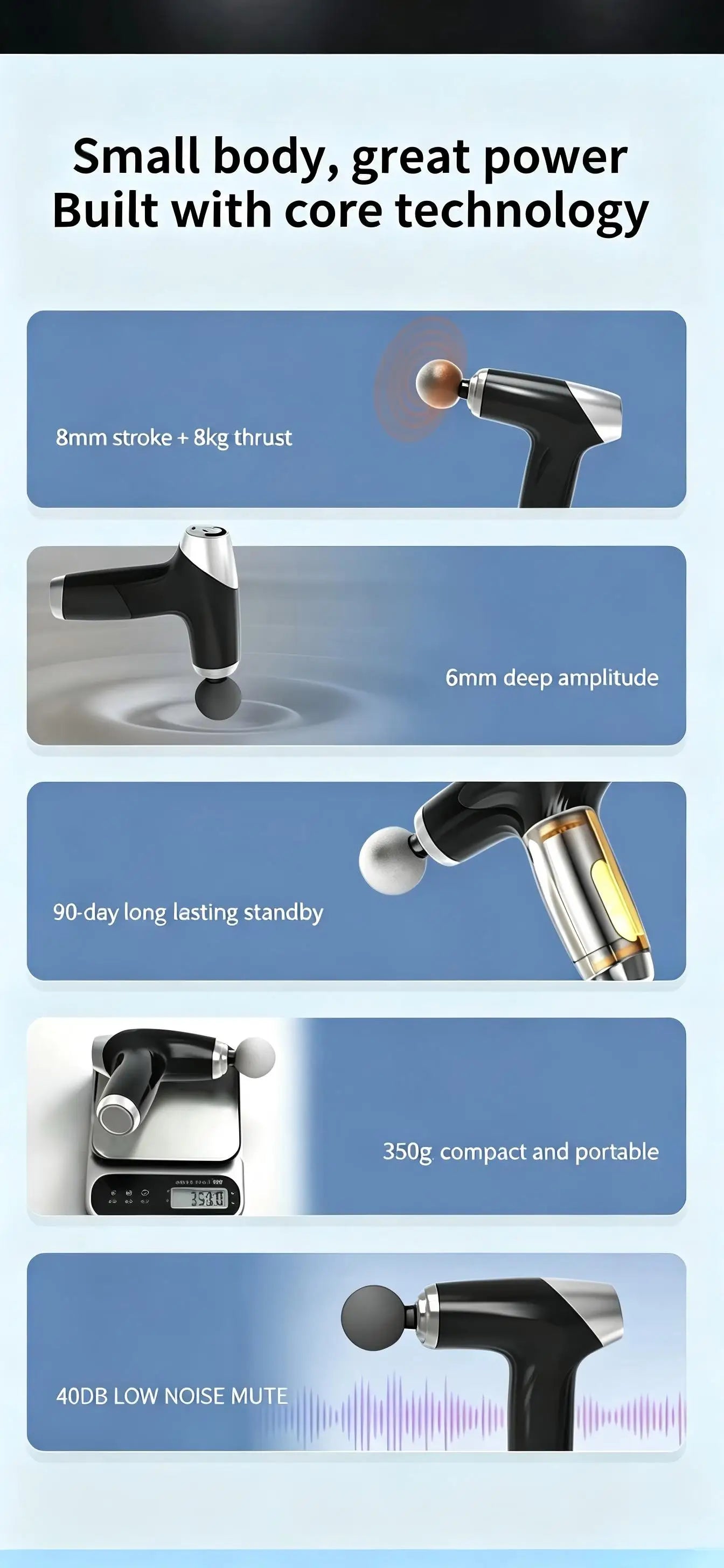 Portable Deep Tissue Percussion Massage Gun for Muscle Recovery and Pain - 10