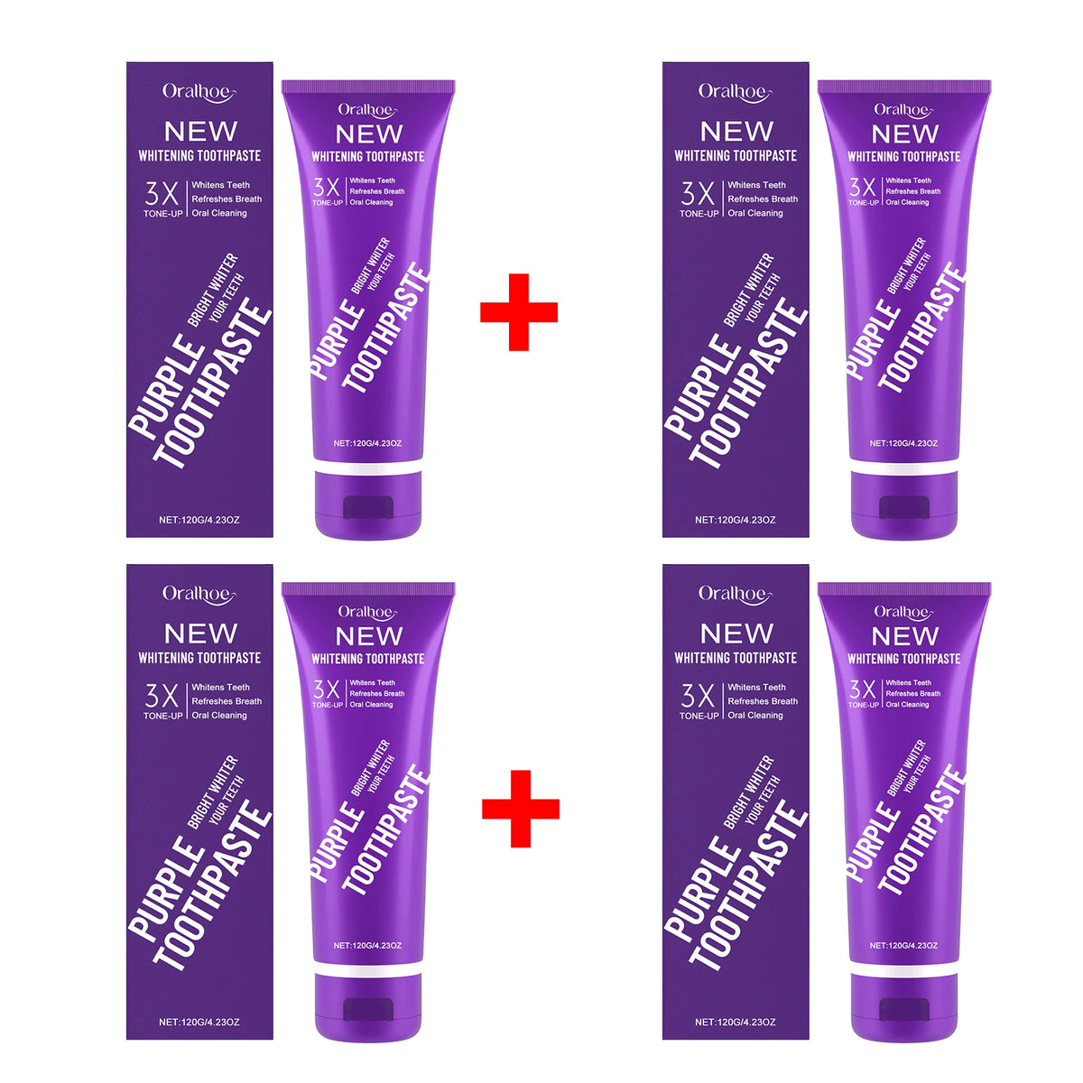 Purple Teeth Whitening Toothpaste for Stain Removal and Fresh Breath