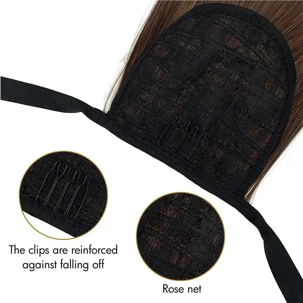Long Straight Wrap Around Ponytail Hair Extension for Instant Volume - 10