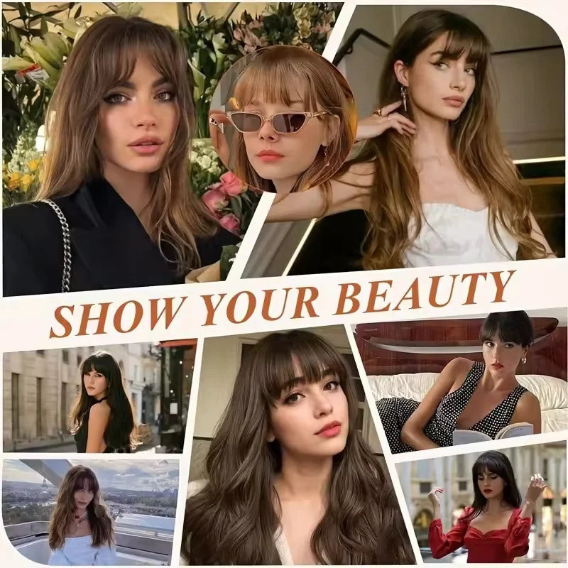 Clip-In Wispy Fringe Bangs with Sideburns for Natural Hair Transformation - 12