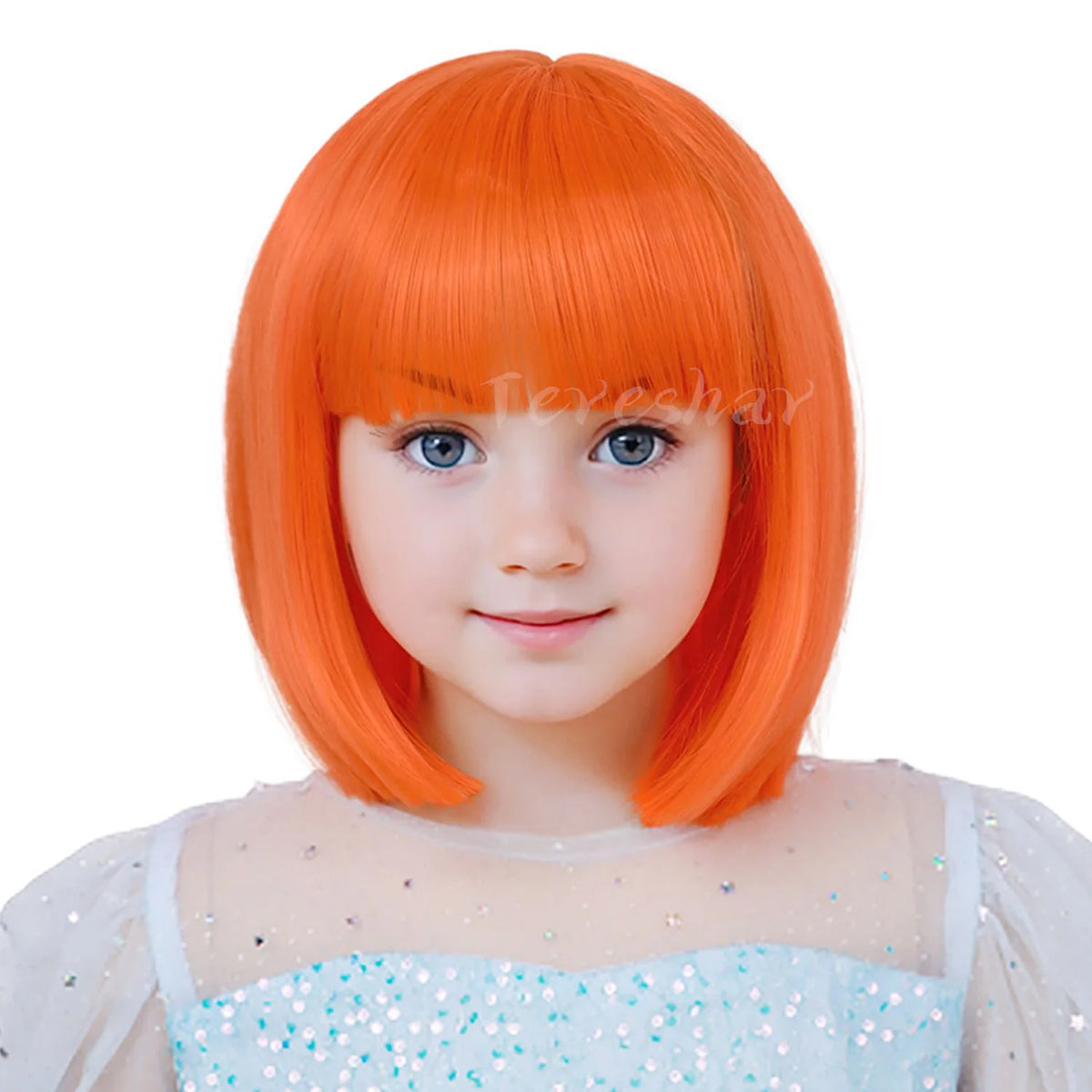 Short Straight Bob Wig with Bangs for Girls Kids Cosplay and Parties