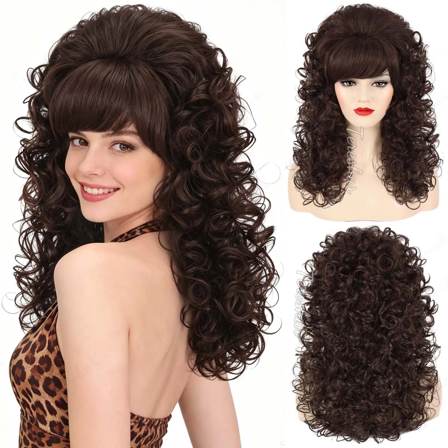 Voluminous Retro Curly Wig for 80s Parties and Vintage Cosplay - 16
