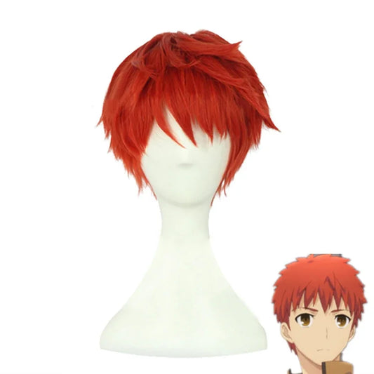 Short Red Anime Cosplay Wig for Costume Parties