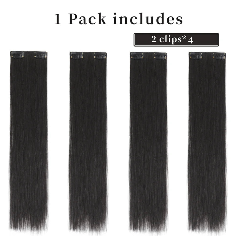 Straight Clip-In Synthetic Hair Extensions Set - 5