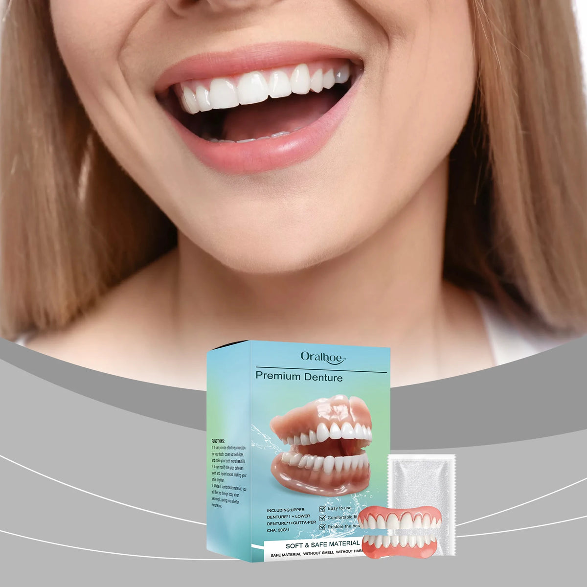 Temporary Silicone Denture Set for Beautiful Smiles and Tooth Repair