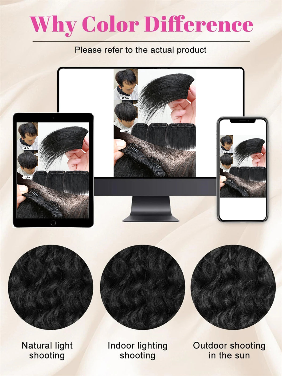 Clip-In Hair Bangs for Men High Forehead Coverage
