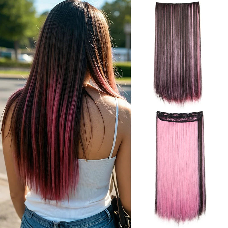 Long Straight One Piece Clip In Hair Extensions for Women - 9