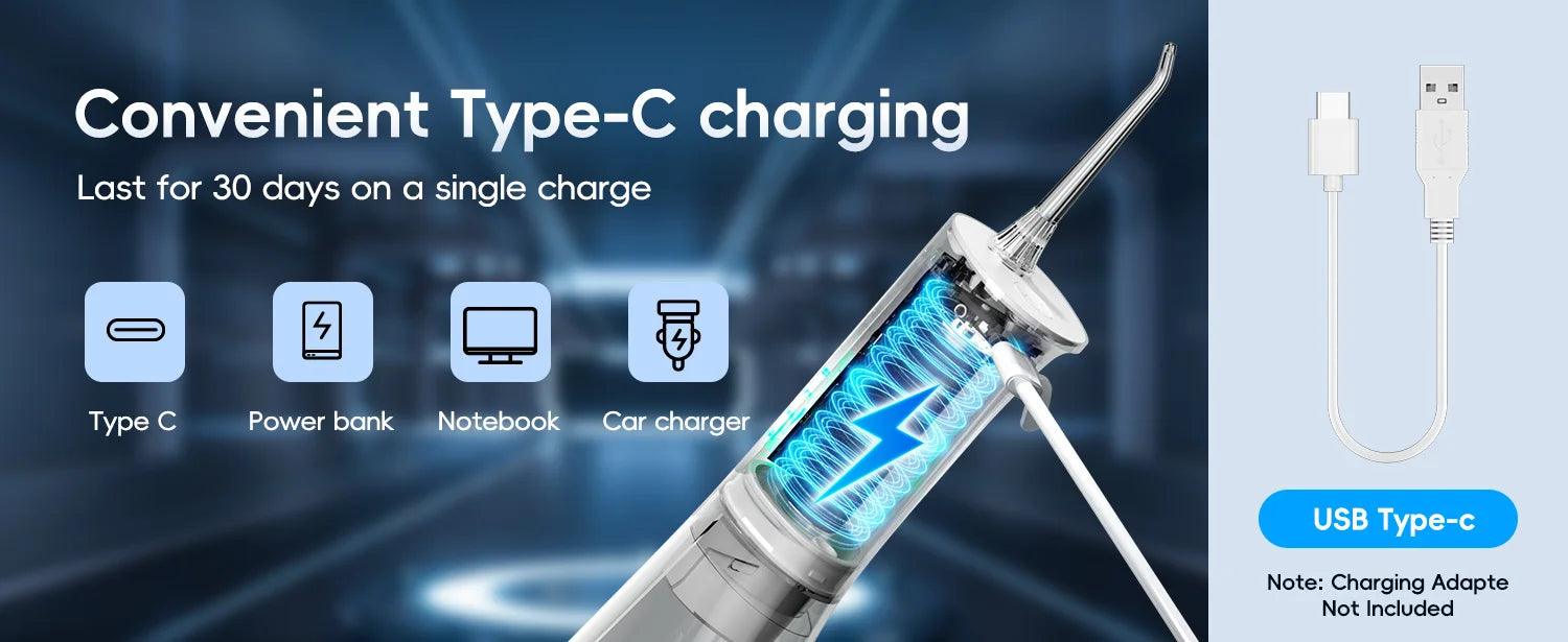 Portable Rechargeable Electric Water Flosser for Teeth Deep Cleaning - 8