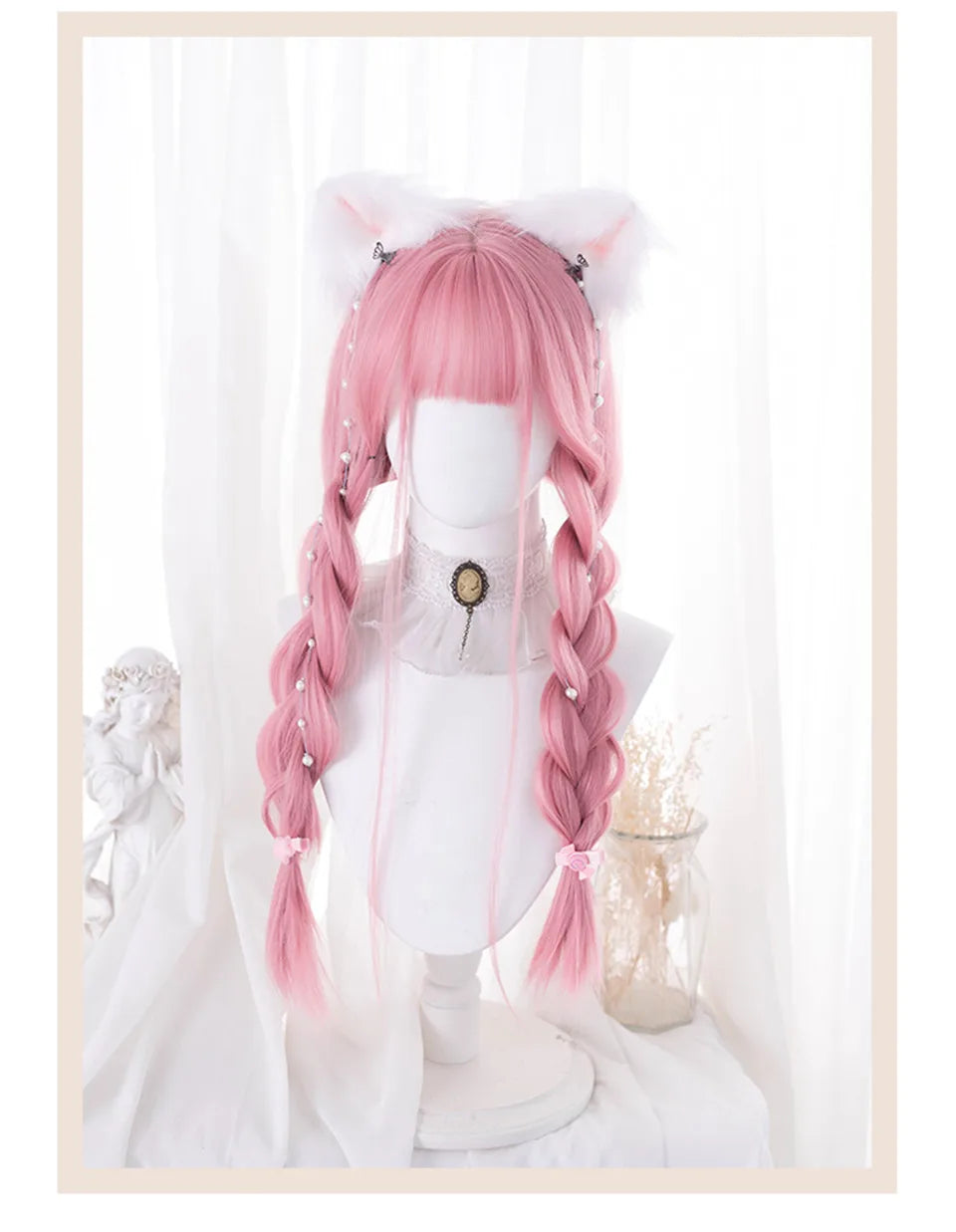 24-Inch Long Pink Cosplay Wig for Costumes - 13