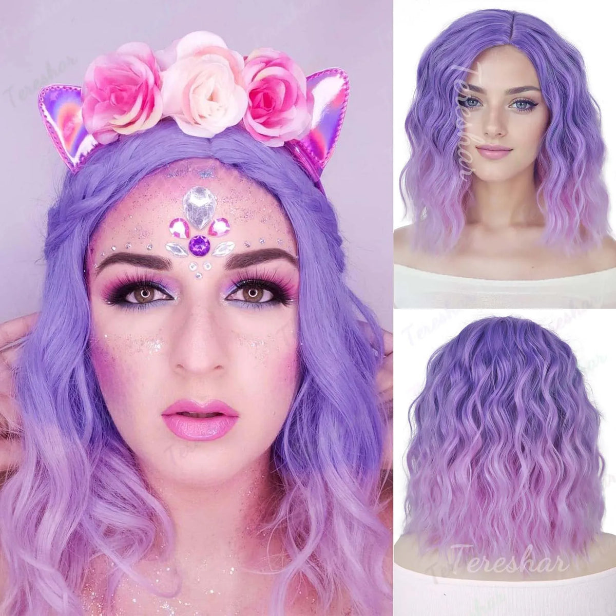 Short Curly Bob Wig for Halloween Costume and Cosplay Parties