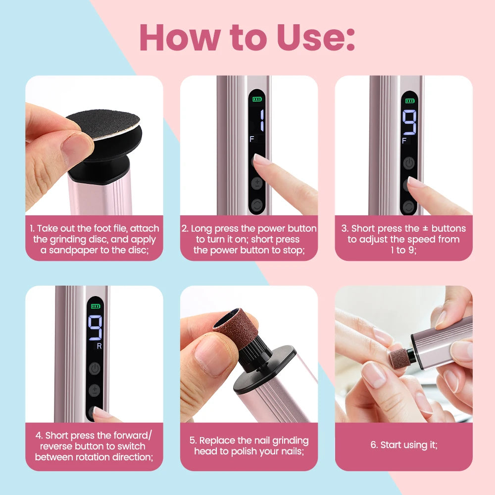 Electric Rechargeable Foot Callus Remover and Nail Polishing Care Tool