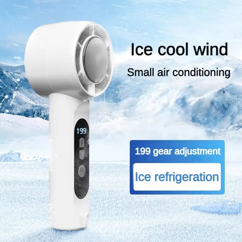 Portable Handheld Turbo Fan with Instant Ice Cooling and LED Display - 2