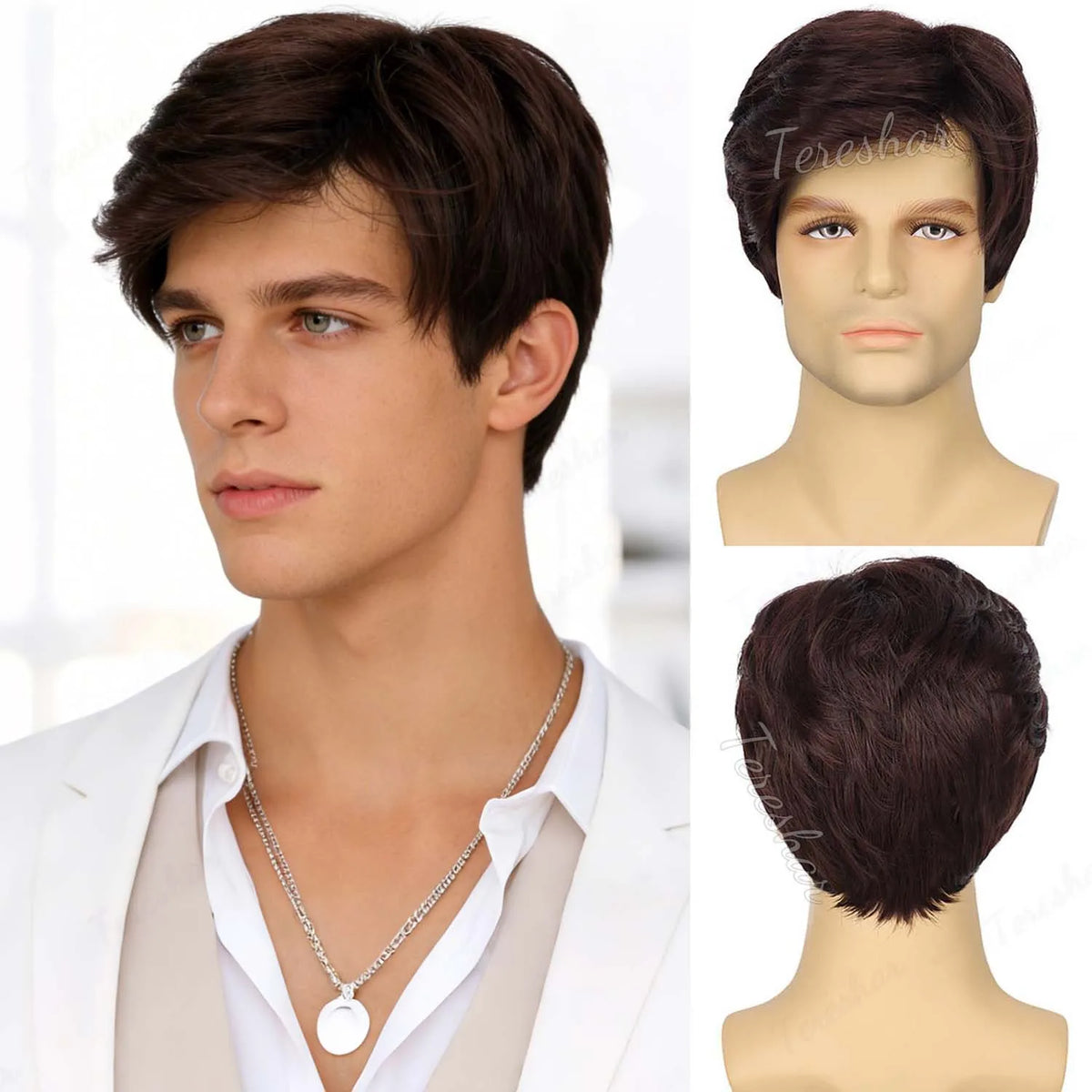 Short Grey Layered Wig for Men Costume Cosplay and Halloween Parties