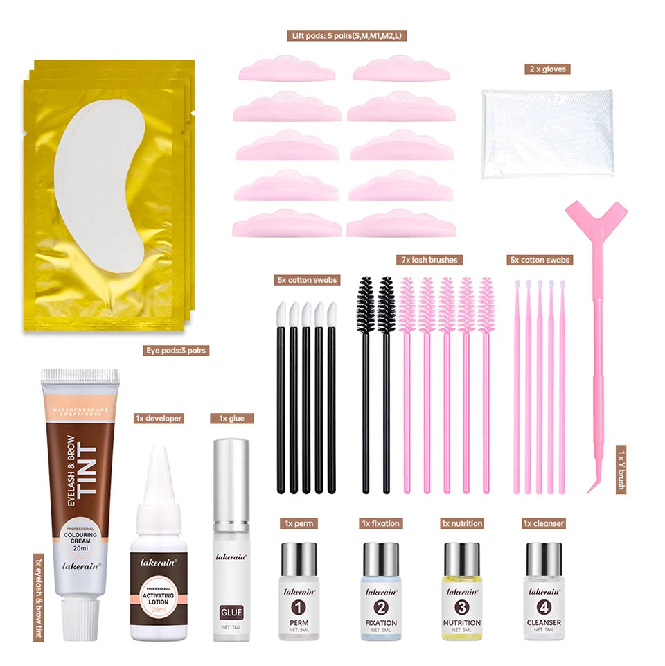 Professional Eyelash and Eyebrow Lift and Tint Kit for Home Salon Use