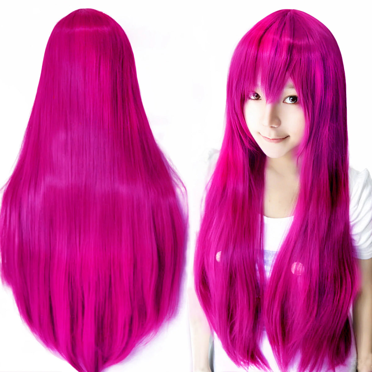 Long Straight Orange Cosplay Wig for Halloween and Costume Parties
