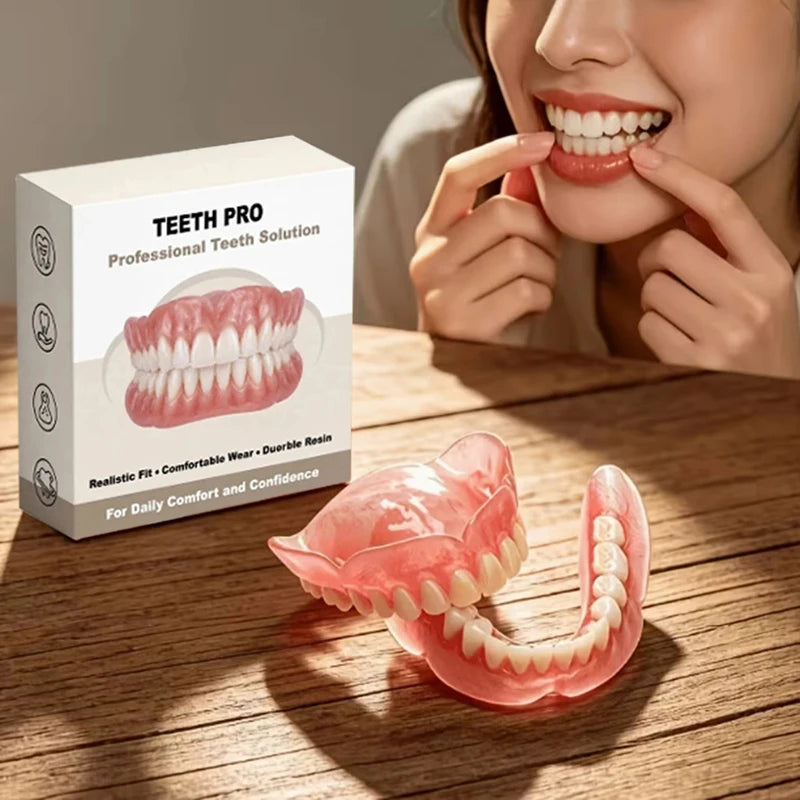 Comfortable Silicone Upper and Lower Denture Set for Realistic Smile - 1