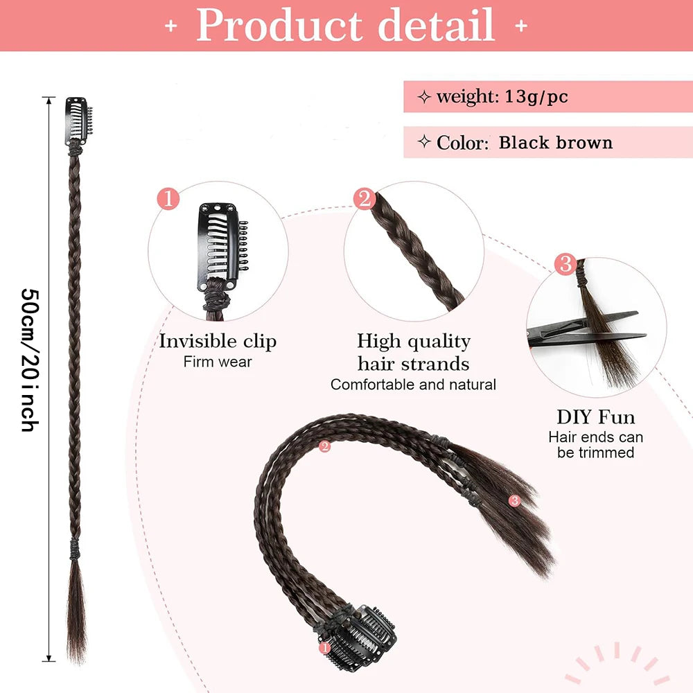 20-Inch Clip-In Synthetic Box Braid Hair Extensions