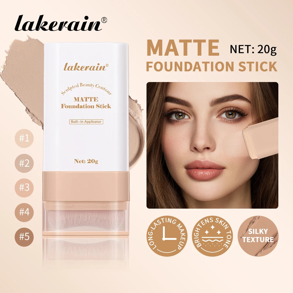 Matte Foundation Stick with Built-in Brush for Flawless Coverage - 1