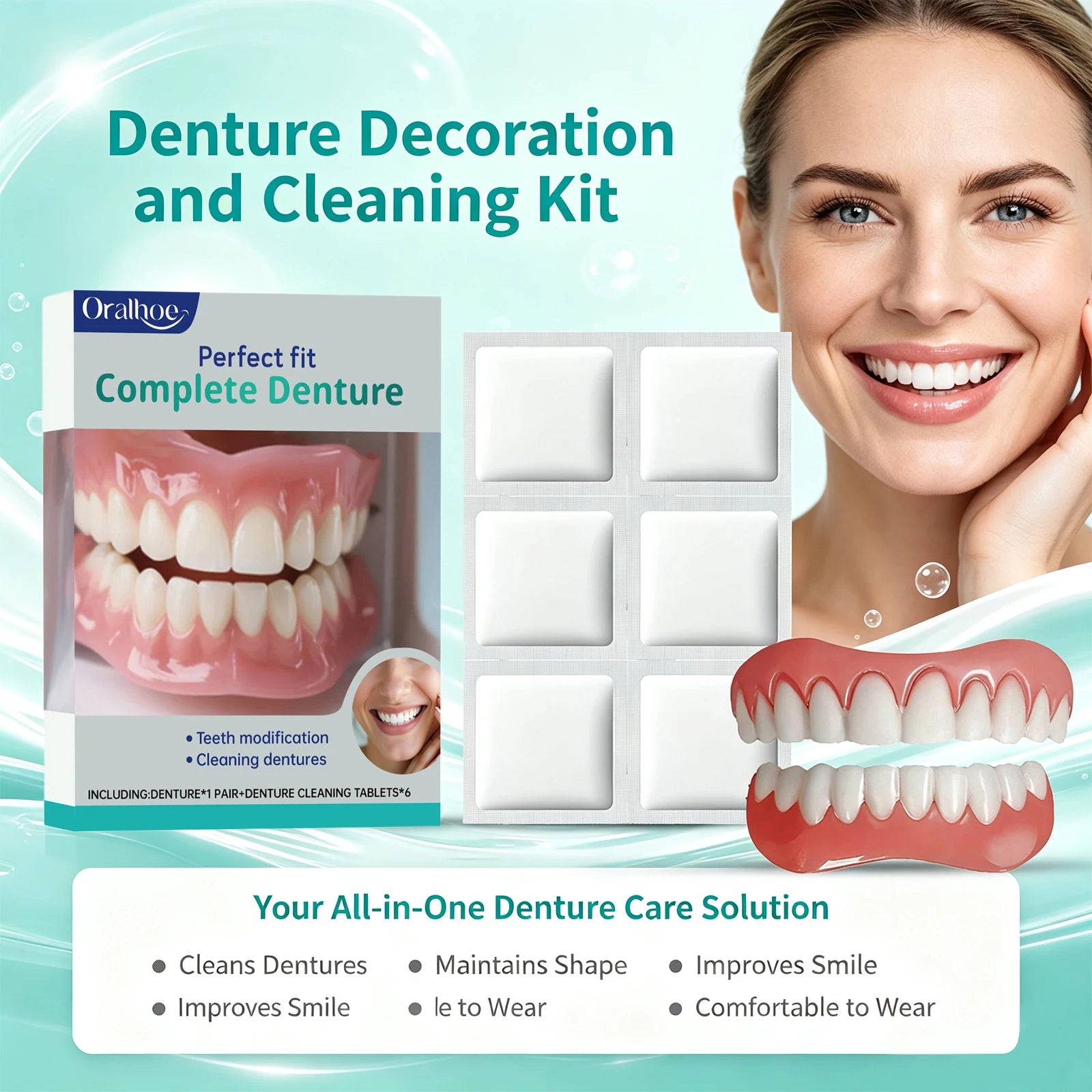 Cosmetic Denture Kit for Covering Missing or Stained Teeth - 6