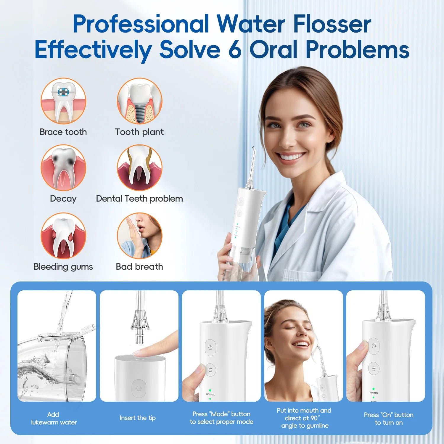 Portable Rechargeable Electric Water Flosser for Teeth Deep Cleaning - 5