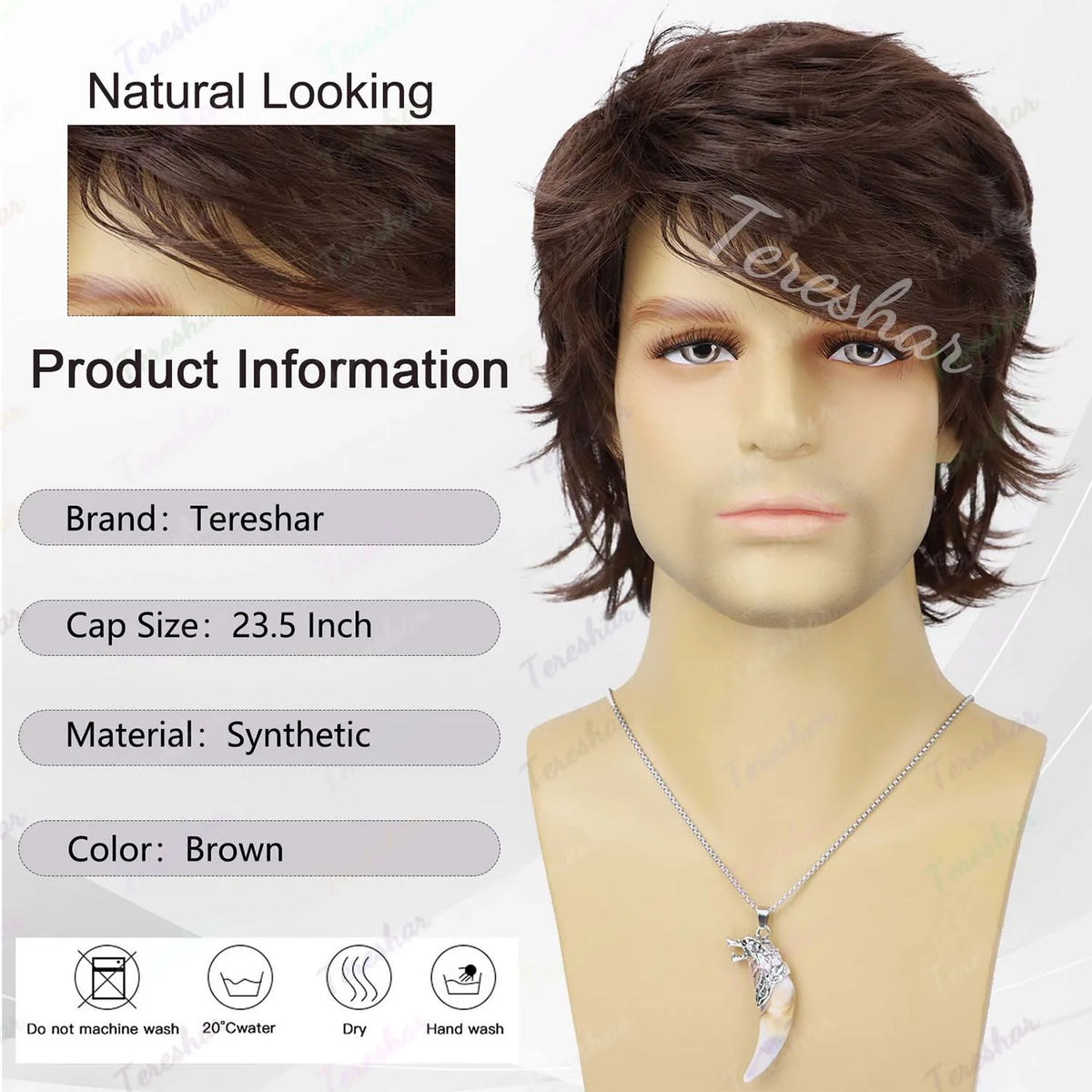 Short Curly Layered Synthetic Wig for Men Cosplay and Daily Style