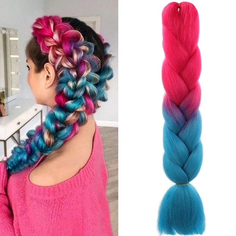 24 Inch Ombre Purple Jumbo Synthetic Braiding Hair Extensions