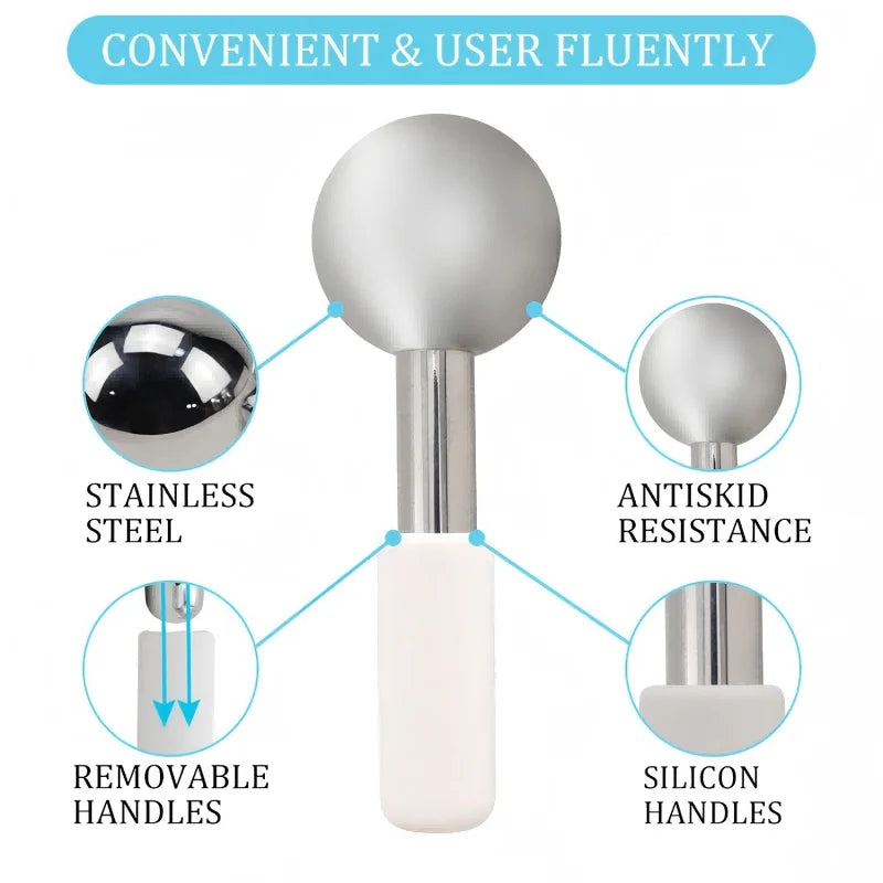 Stainless Steel Cooling Ice Globes for Facial Puffiness and Dark Circles