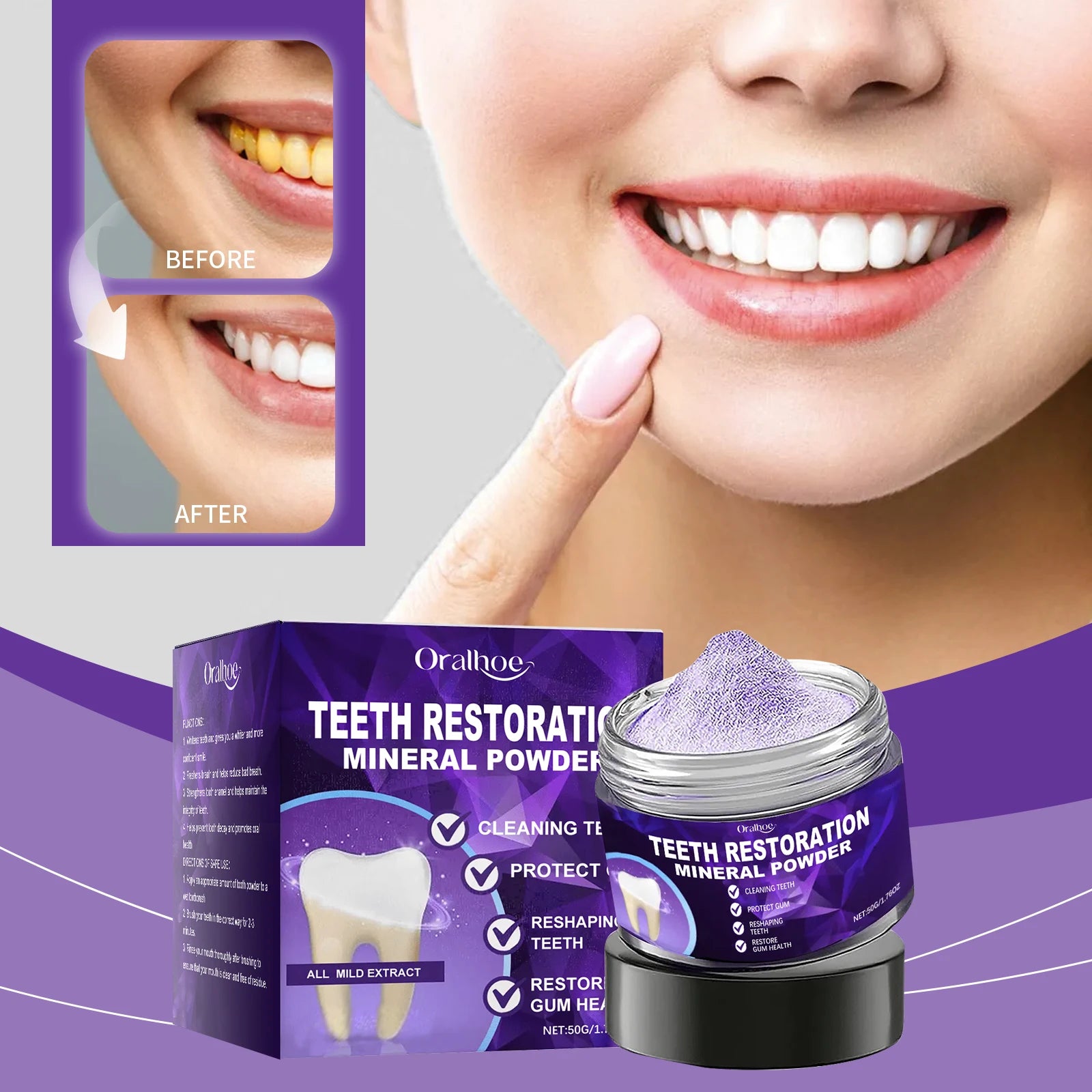 Natural Teeth Whitening and Enamel Restoration Powder for Brighter Smiles - 7