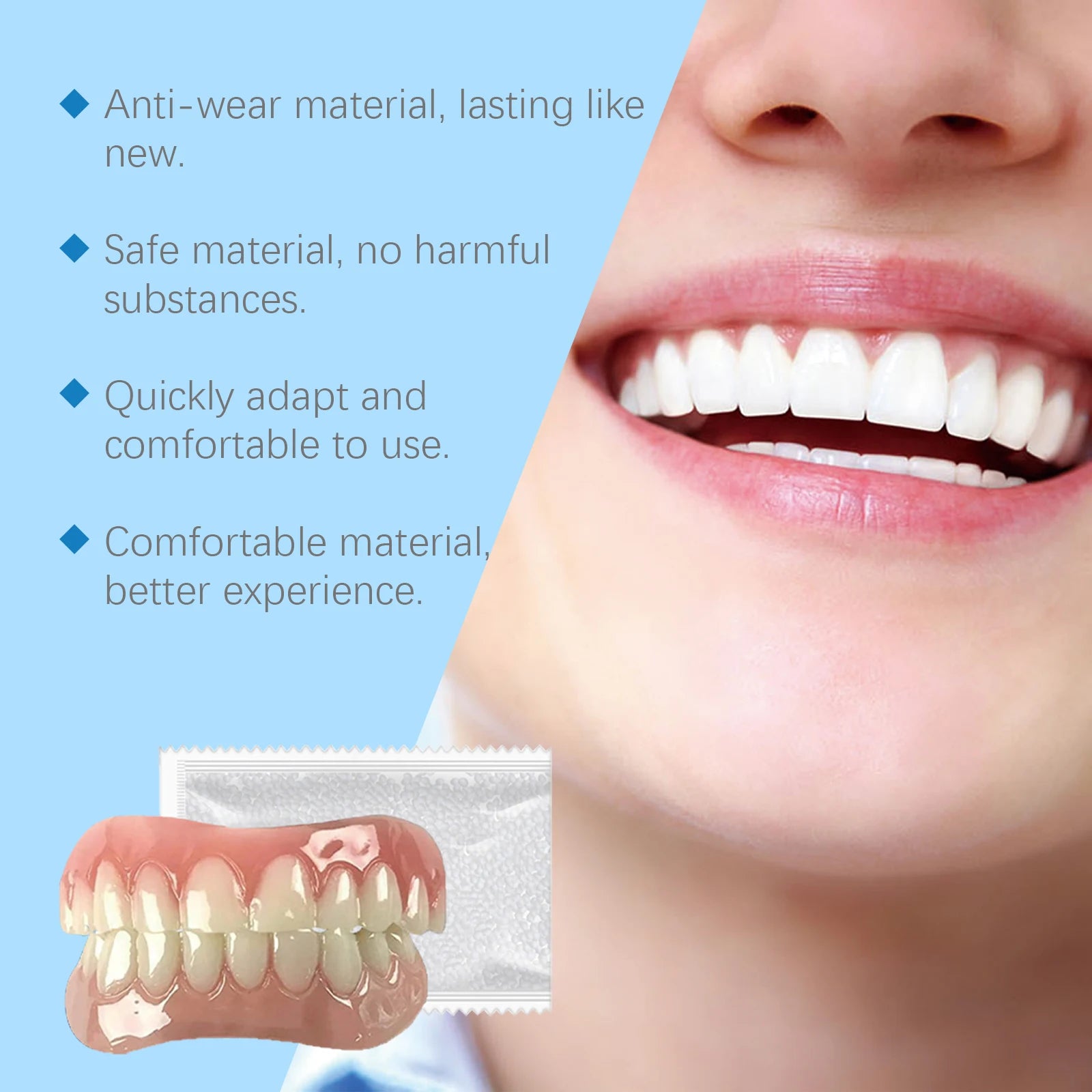 Comfortable Silicone Full Denture Set for Natural Looking Teeth Smile - 13