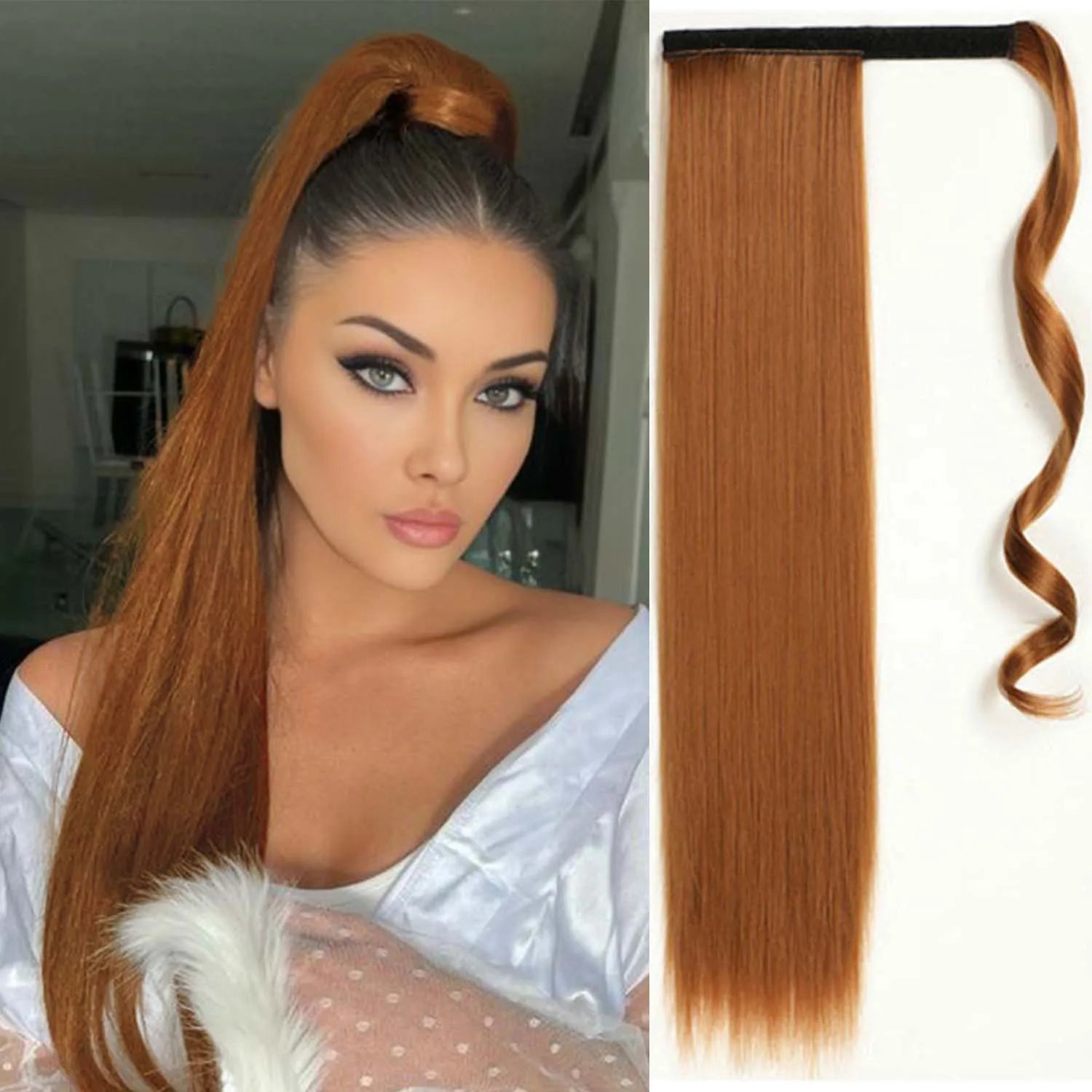 24 Inch Long Straight Wrap Around Ponytail Hair Extension for Women - 14