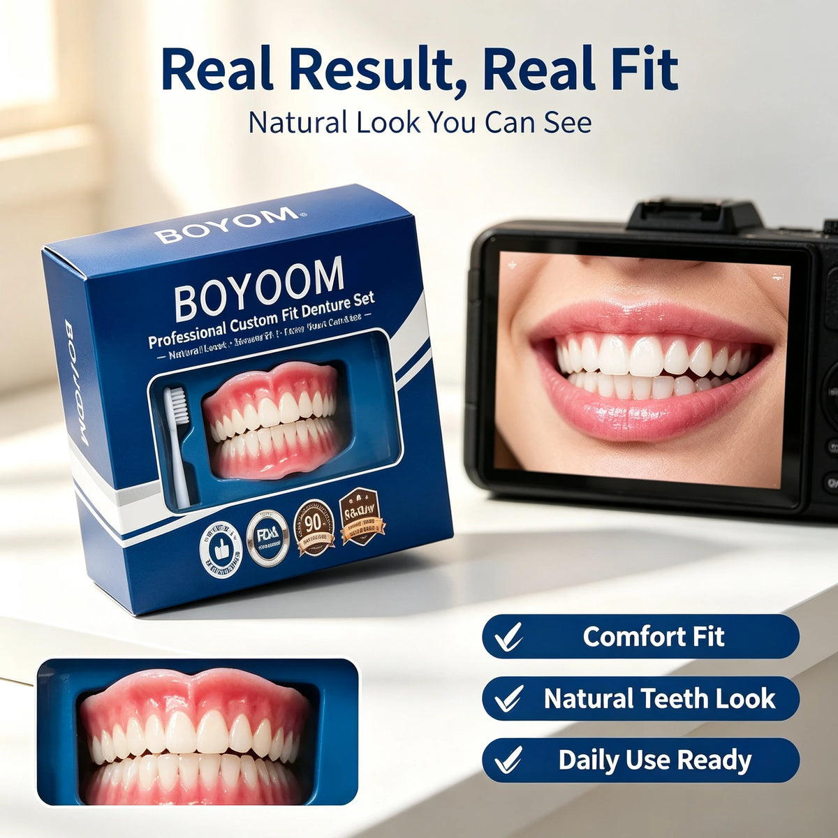 Comfortable Silicone Simulation Denture Set for a Natural Smile