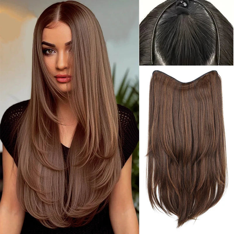 22-Inch V-Shaped Layered Straight Hair Extension for Volume