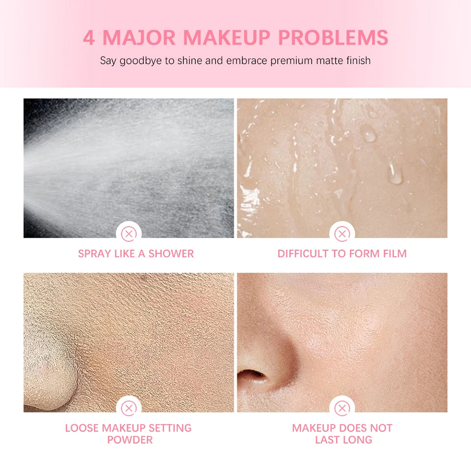 Long-Lasting Mattifying Waterproof Makeup Setting Spray for All Skin Types