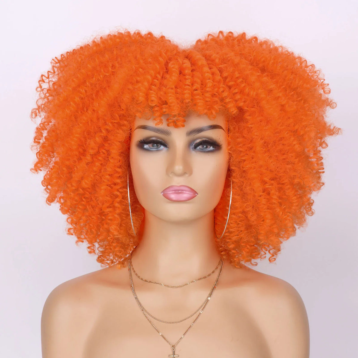 Short Kinky Curly Afro Wig with Bangs for Daily Wear
