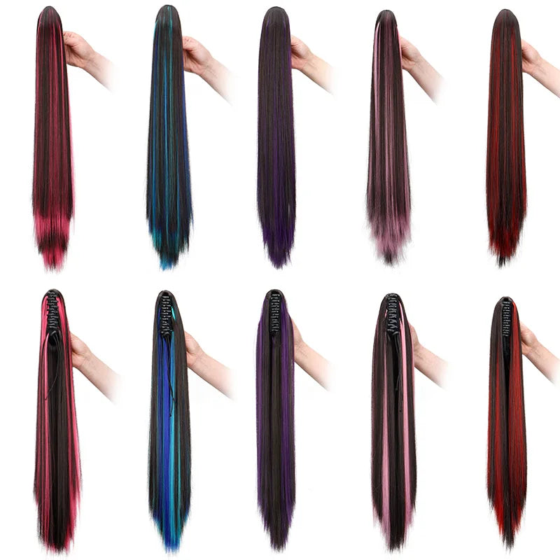24-Inch Highlighted Claw Clip Ponytail Extension - 3