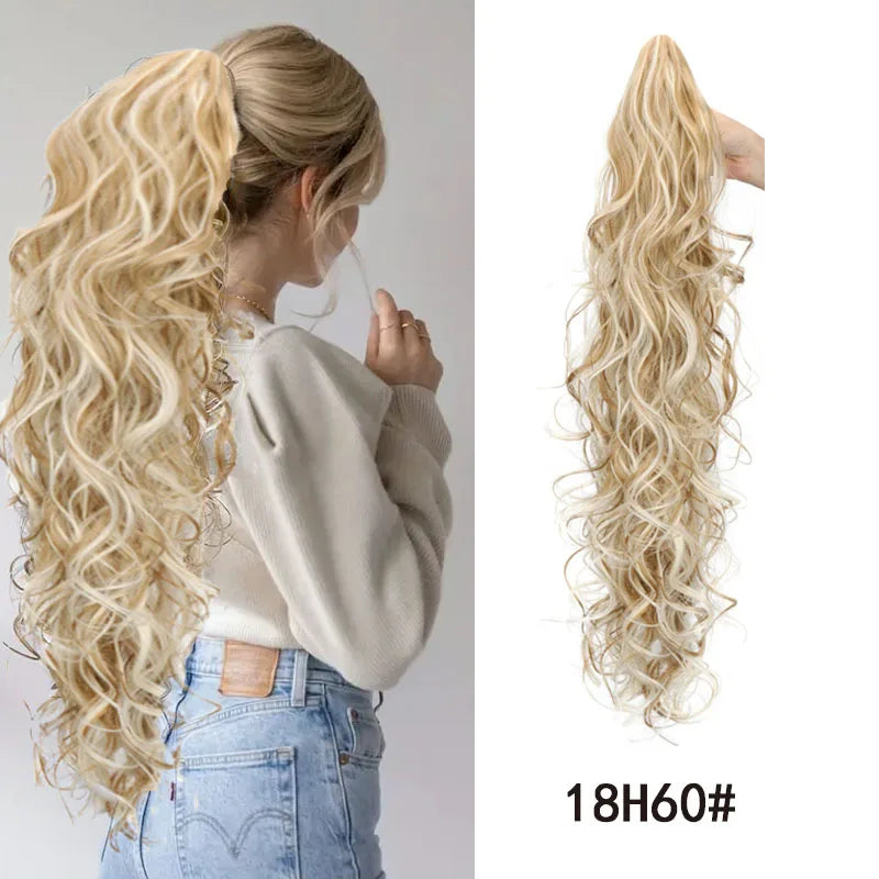 Long Curly Wavy Claw Clip Ponytail Hair Extension for Instant Volume - 16