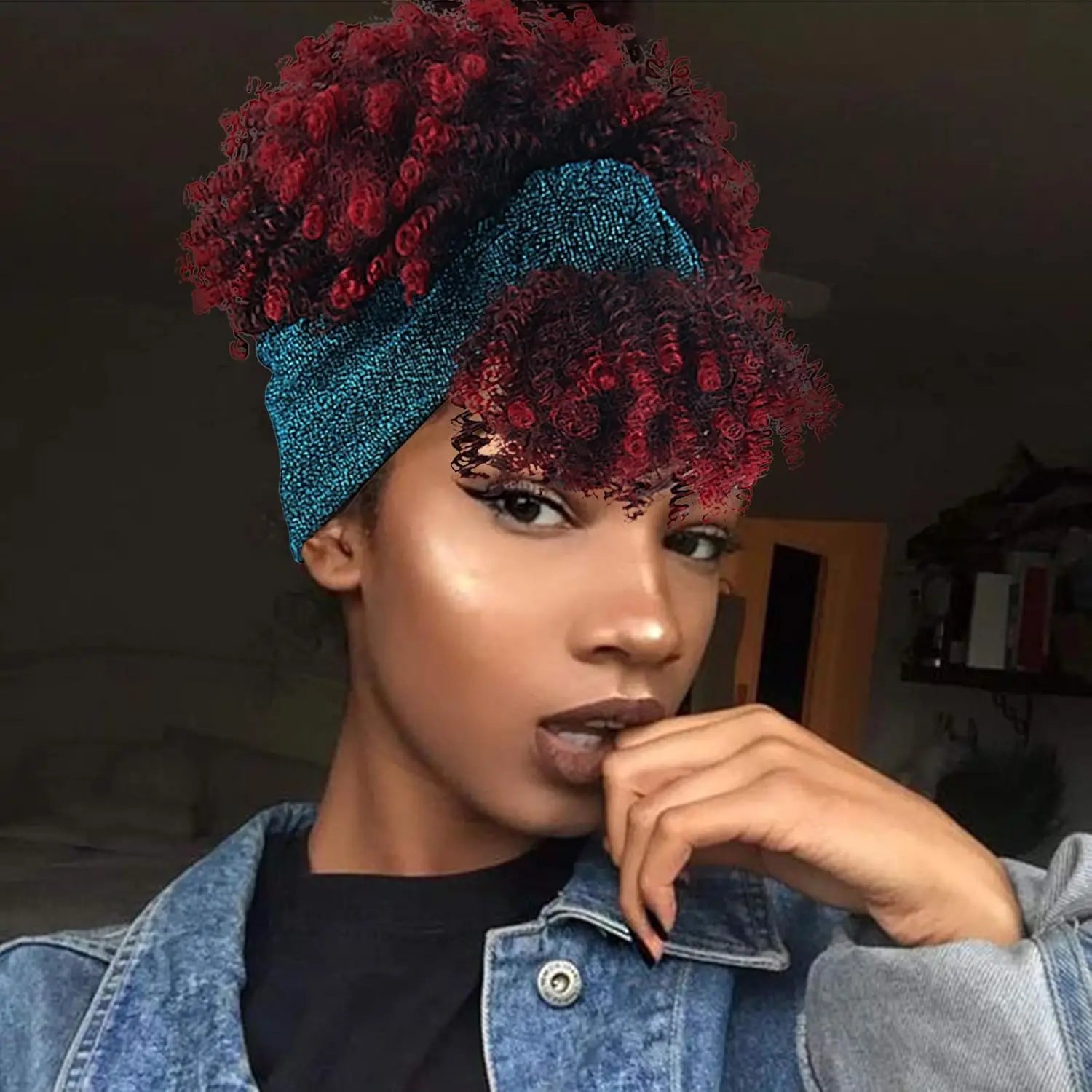 Short Kinky Curly Headband Wig for Daily Styling - 7