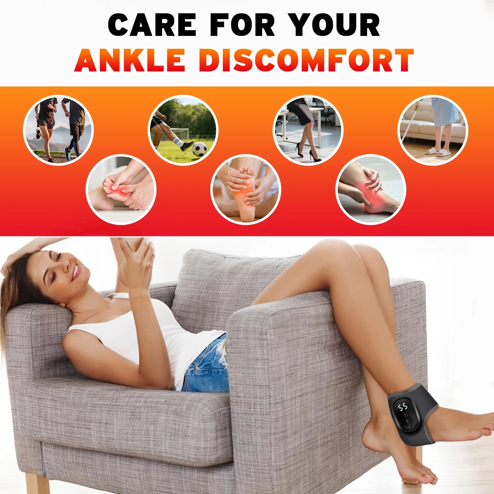 Vibration Massage Wrap for Ankle and Wrist Pain Relief - 8