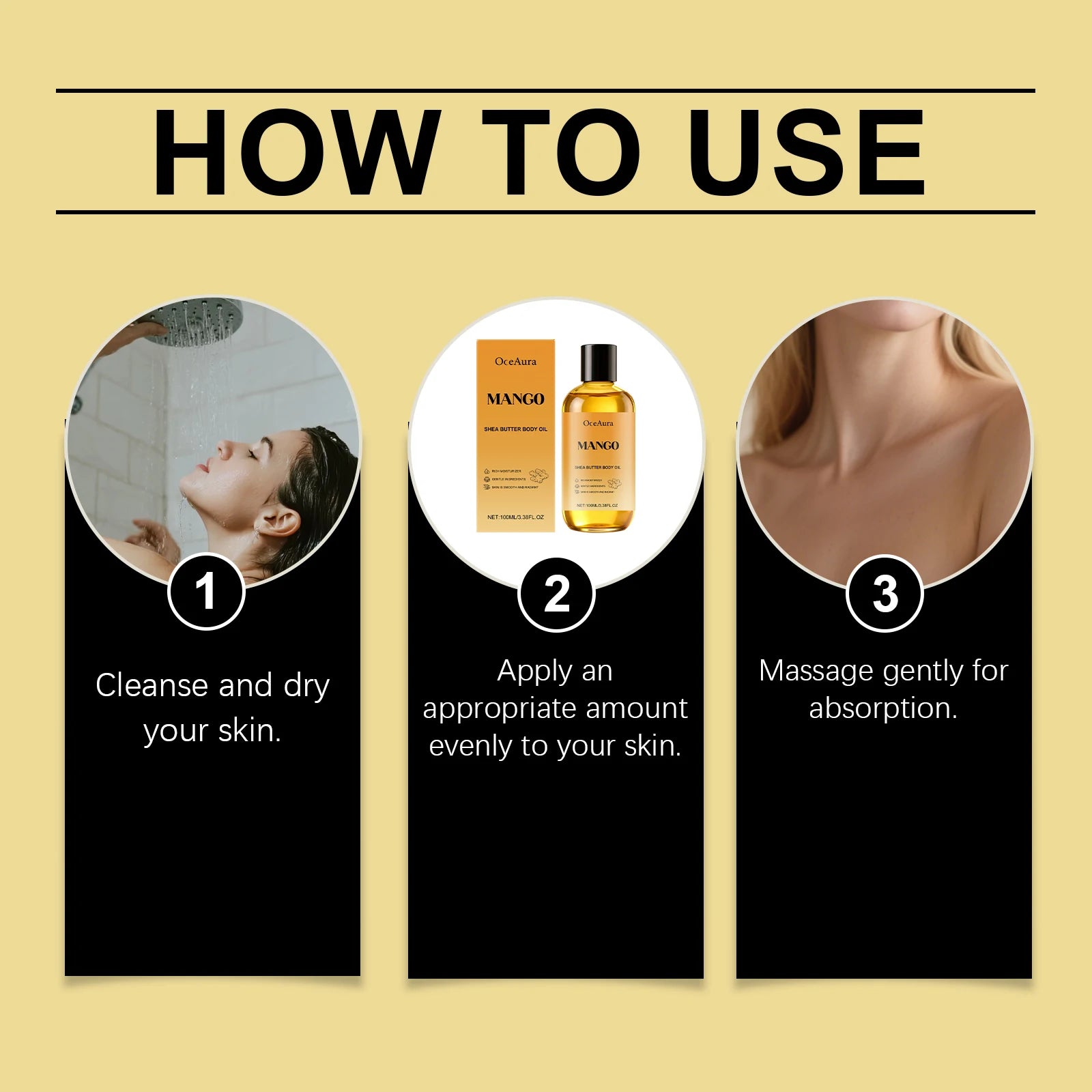 Mango Shea Butter Body Oil for Deep Skin Hydration and Smoothing Rough Skin - 12