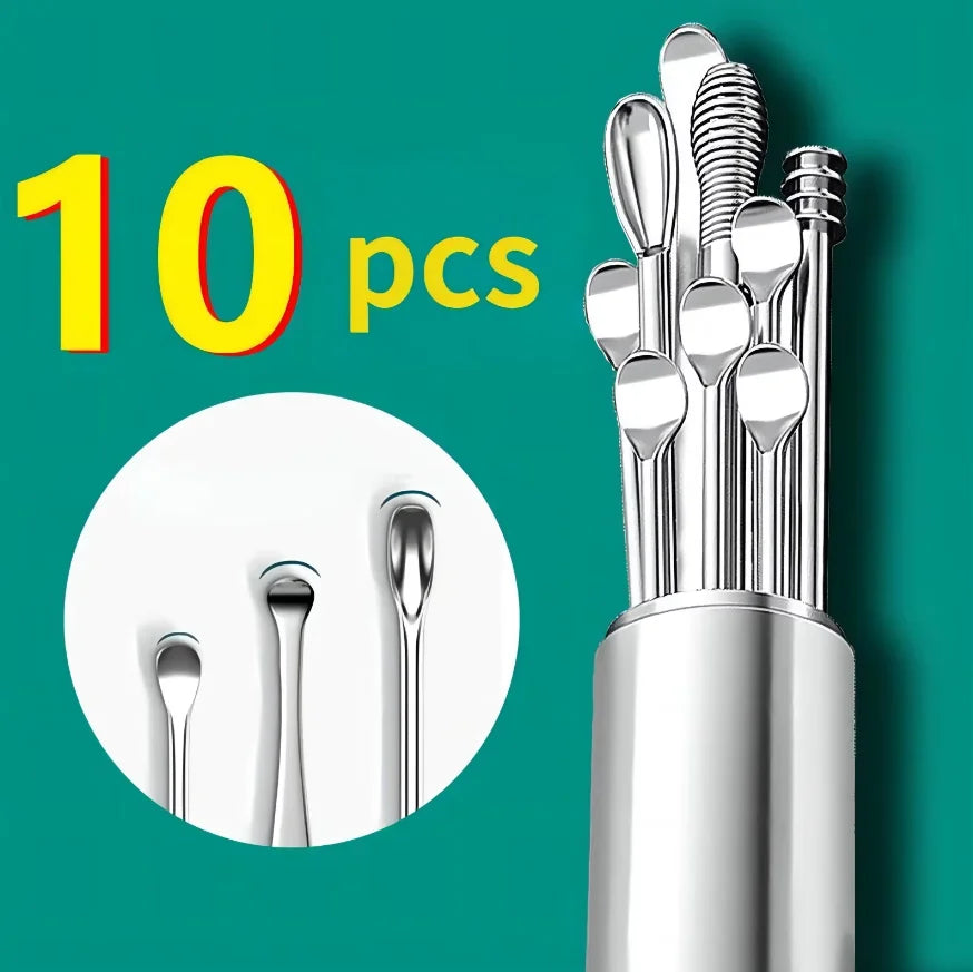 Professional Stainless Steel Ear Wax Removal Cleaning Tool Kit