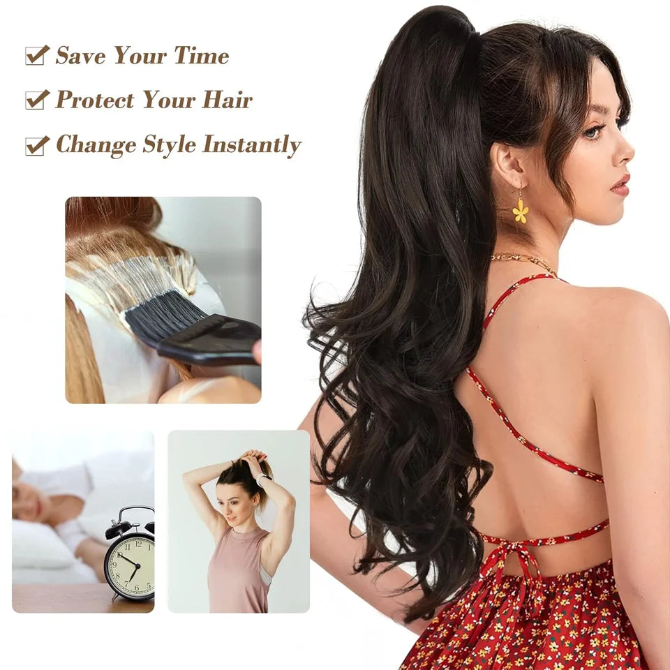 18 Inch Wavy Ponytail Hair Extension Clip-In Hairpiece