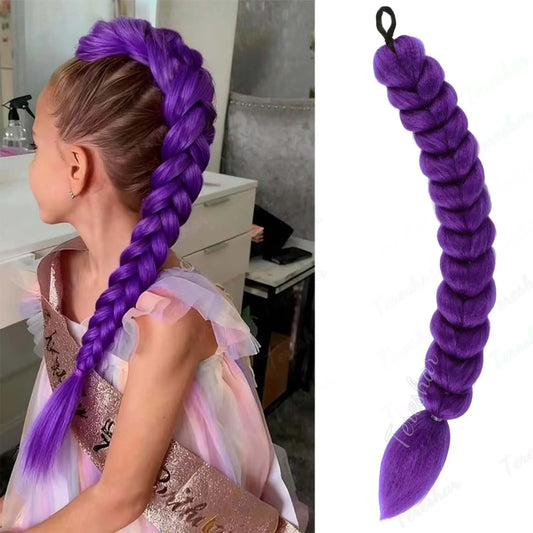 22-Inch Braided Ponytail Extension for Kids and Cosplay