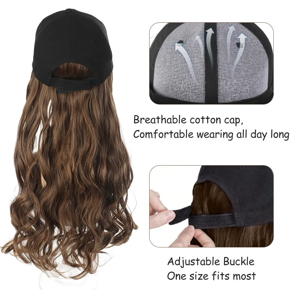 18-Inch Wavy Baseball Cap Wig for Instant Hair Transformations - 3
