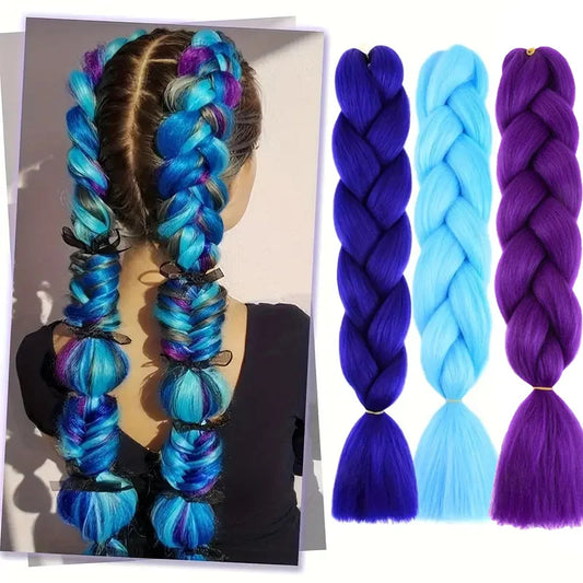 24-Inch Colorful Synthetic Jumbo Braiding Hair Extensions