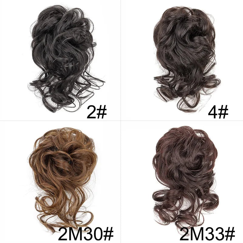 Messy Curly Hair Bun Scrunchie for Quick Elegant Updo Hairstyles - 2
