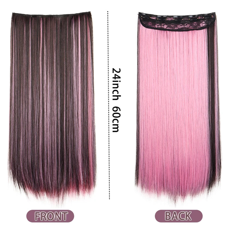 Long Straight One Piece Clip In Hair Extensions for Women - 2